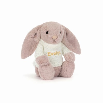 Jellycat Bashful Luxe Bunny Rosa with Cream Jumper New Zealand | JLYFP3149